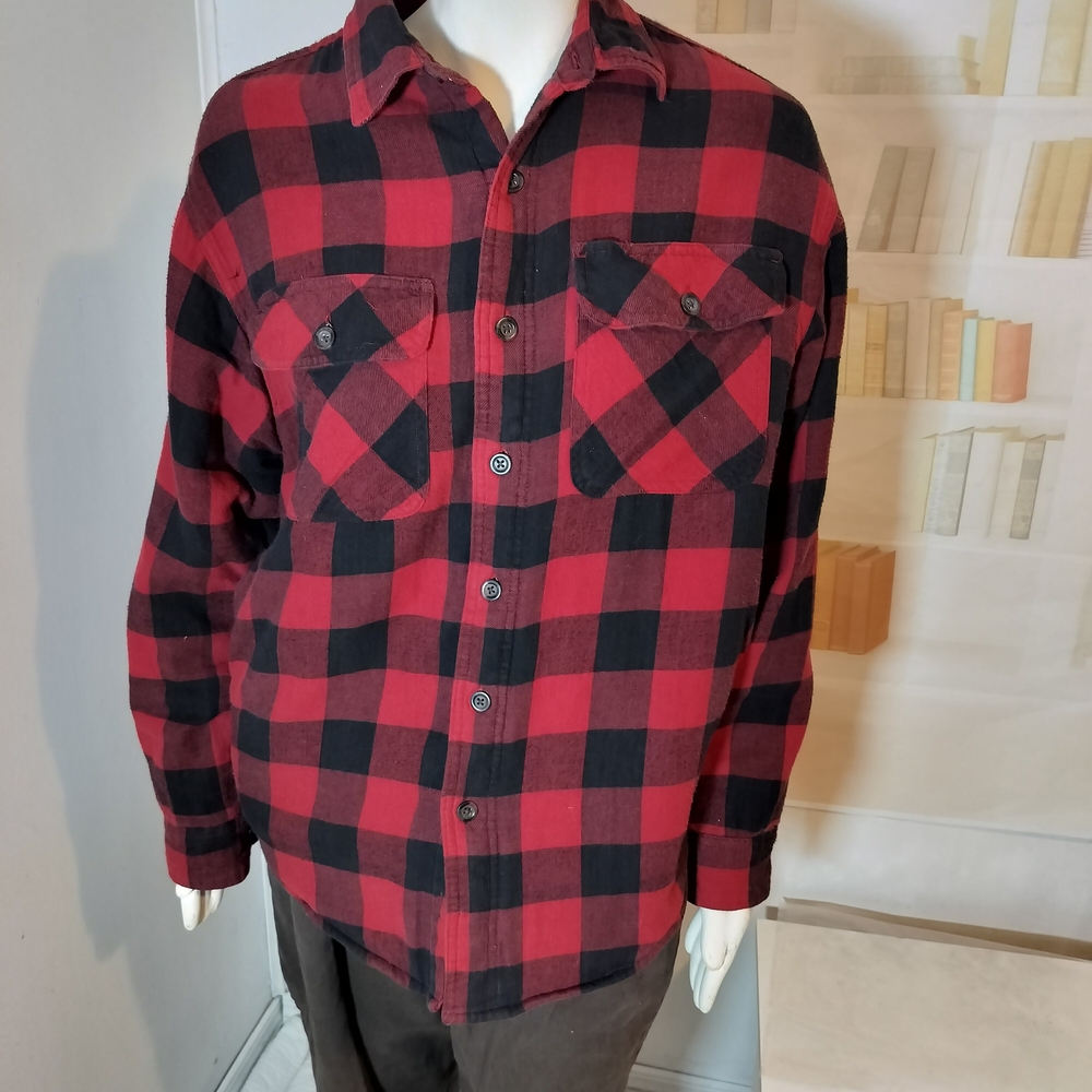 Faded Glory Red and Black Plaid Men's Shirt